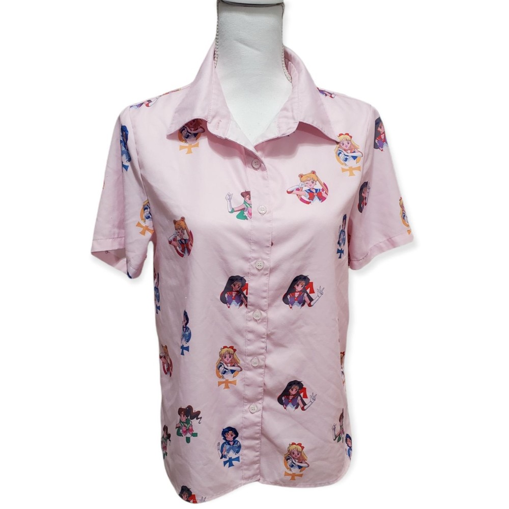 Sailor Moon Anime Pink Button Up Blouse Size M?